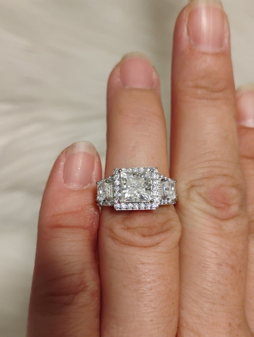 New 925 Sterling Silver Moissanite Halo Engagement Ring